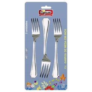 CATUAI - CONJUNTO COM3 GARFOS DE MESA EM INOX (PCT COM3)
