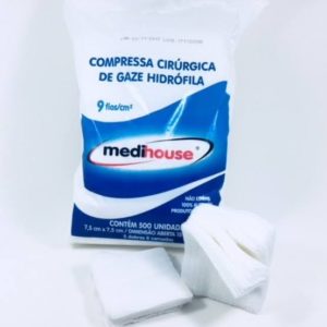 GAZE DE ALGODÃO 7,5X7,5 9FIOS (PCT COM500) COMPRESSA em Bom Jesus dos Perdões SP