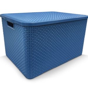 ORGANIZADOR RATTAN COM TAMPA AZUL 20LTS