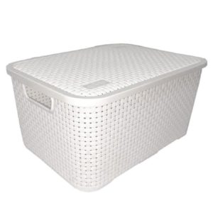 ORGANIZADOR RATTAN COM TAMPA BRANCO 20LTS